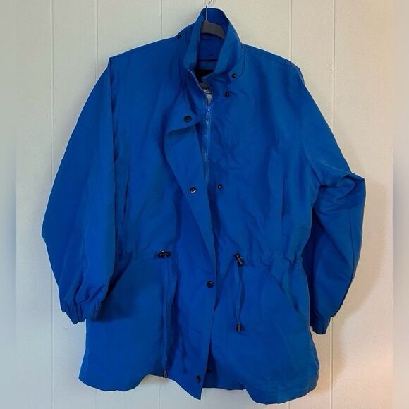 Serbin Coat Women’s Large Petite Teal Blue Lined Storm Snow Zip Vintage - Picture 2 of 6